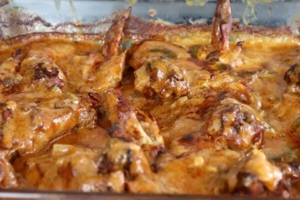 Cajun Smothered Baked Chicken Wings, homemade and freshly served