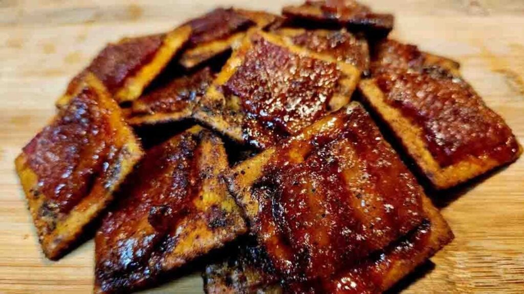 Candied Bacon Crackers, homemade and freshly served