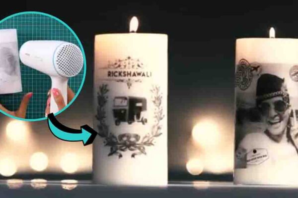 Finished DIY Candle Image Transfer, a completed DIY project