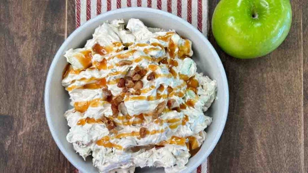 Caramel Apple Crack Pretzel Salad, homemade and freshly served