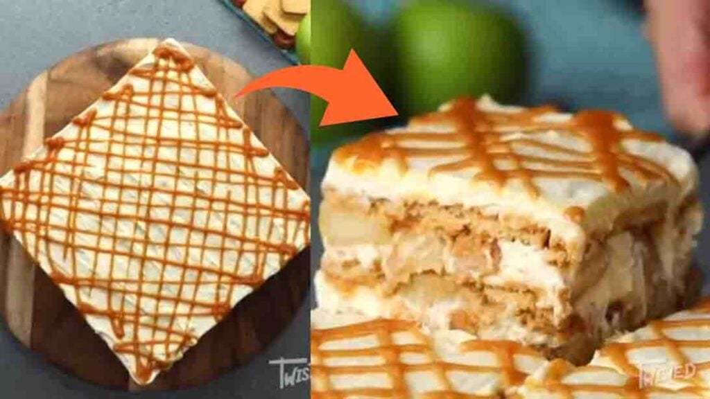 Caramel Apple Ice Box Cake, homemade and freshly served