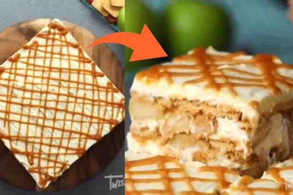 Caramel Apple Ice Box Cake, homemade and freshly served