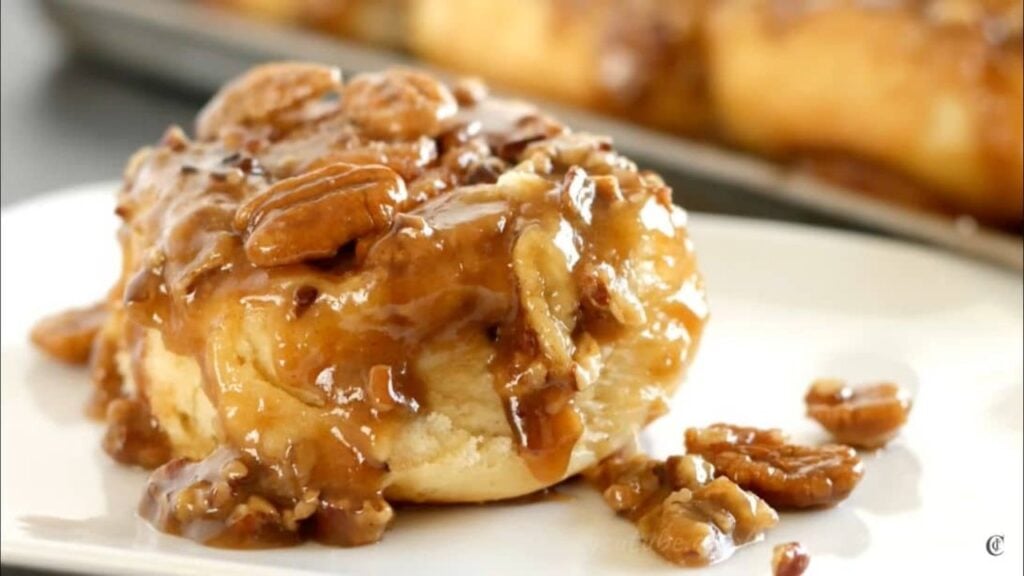 Caramel Pecan Cinnamon Rolls, homemade and freshly served