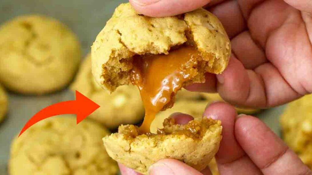 Caramel-Stuffed Apple Cookies, homemade and freshly served