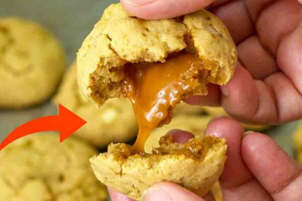 Caramel-Stuffed Apple Cookies, homemade and freshly served