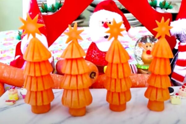 Finished Art in a Carrot Christmas Tree, a completed DIY project