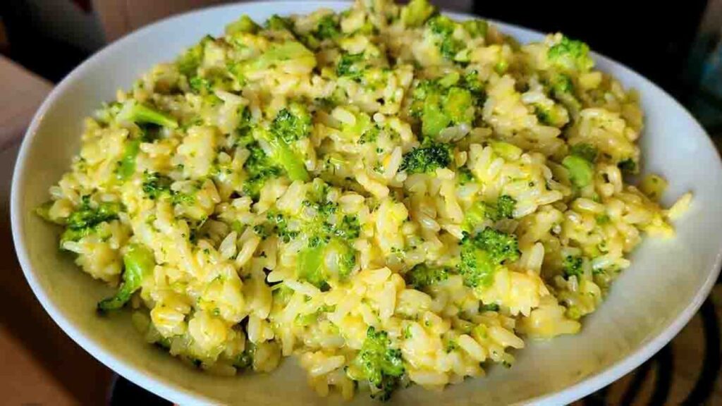 Cheddar Broccoli Rice, homemade and freshly served