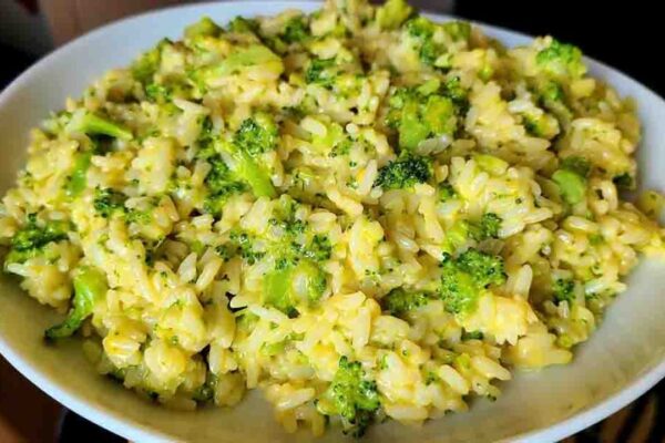 Cheddar Broccoli Rice, homemade and freshly served