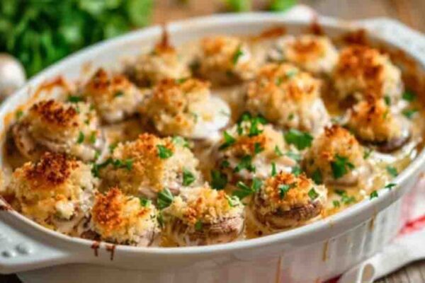 Cheddar Stuffed Mushrooms, homemade and freshly served