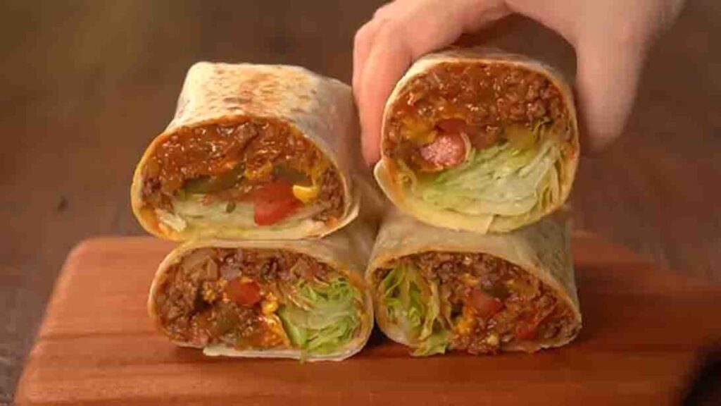 Cheeseburger Burrito, homemade and freshly served