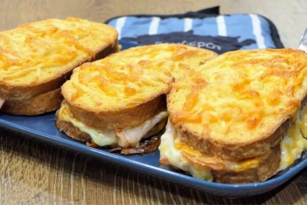 Cheesy and Buttery Breakfast Sandwich, homemade and freshly served