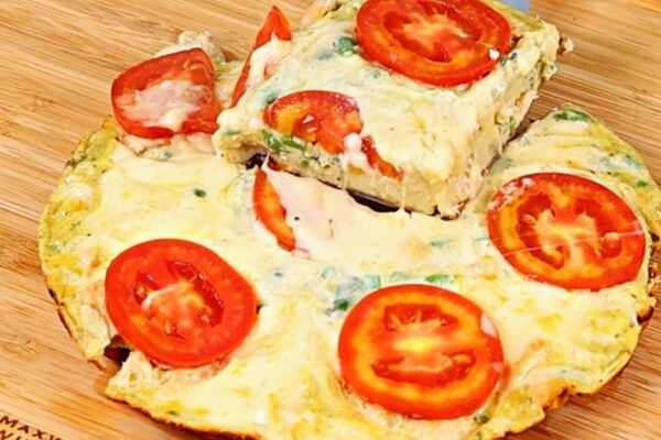 Cheesy Chicken Breast Omelet, homemade and freshly served