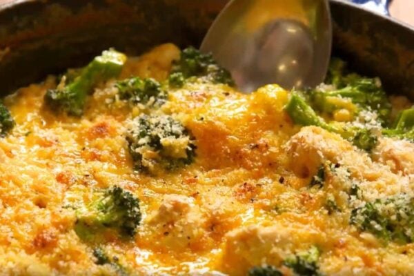 Cheesy Chicken Broccoli Bake, homemade and freshly served