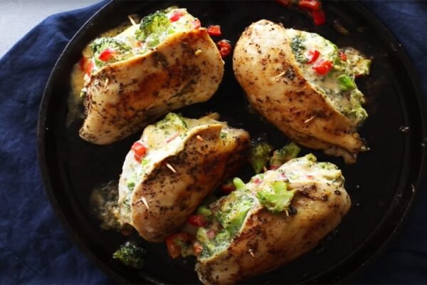Cheesy & Creamy Broccoli Stuffed Chicken, homemade and freshly served