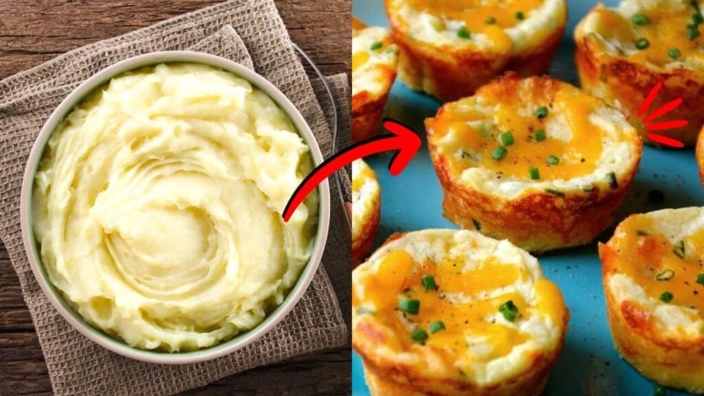 4-Ingredient Cheesy Leftover Mashed Potato Muffins, homemade and freshly served