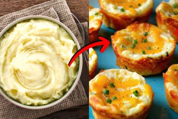 4-Ingredient Cheesy Leftover Mashed Potato Muffins, homemade and freshly served