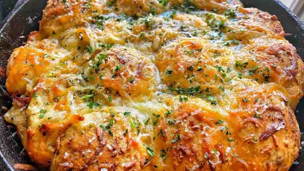 Cheesy Stuffed Biscuit Garlic Bread, homemade and freshly served