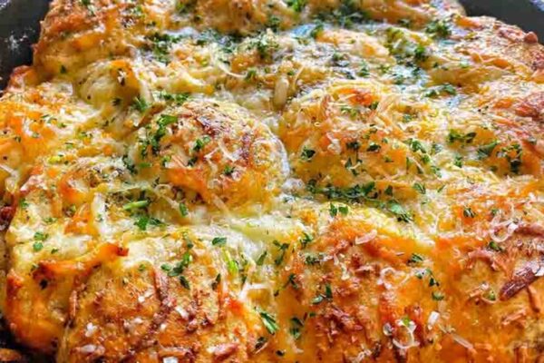 Cheesy Stuffed Biscuit Garlic Bread, homemade and freshly served