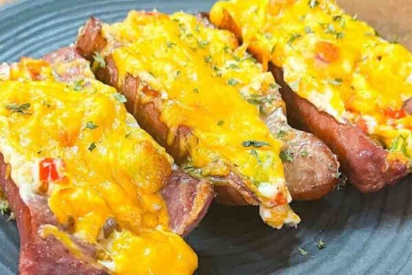 Cheesy Stuffed Sausage, homemade and freshly served