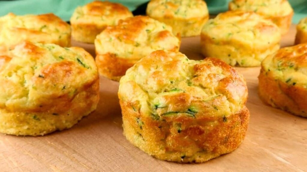 Cheesy Zucchini Breakfast Muffins, homemade and freshly served