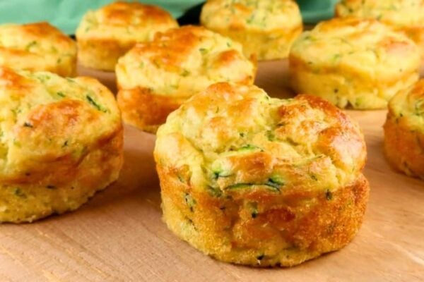 Cheesy Zucchini Breakfast Muffins, homemade and freshly served