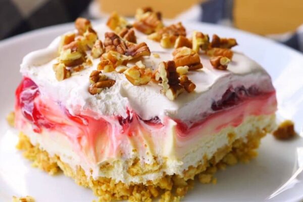 Cherry Cheesecake Lush, homemade and freshly served