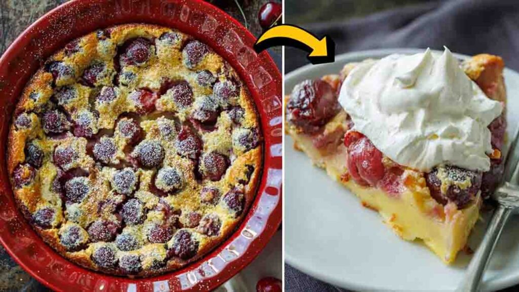 Easy Cherry Clafoutis, homemade and freshly served
