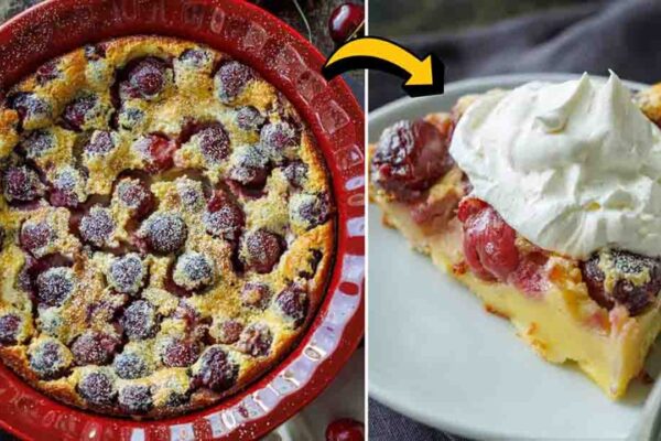 Easy Cherry Clafoutis, homemade and freshly served