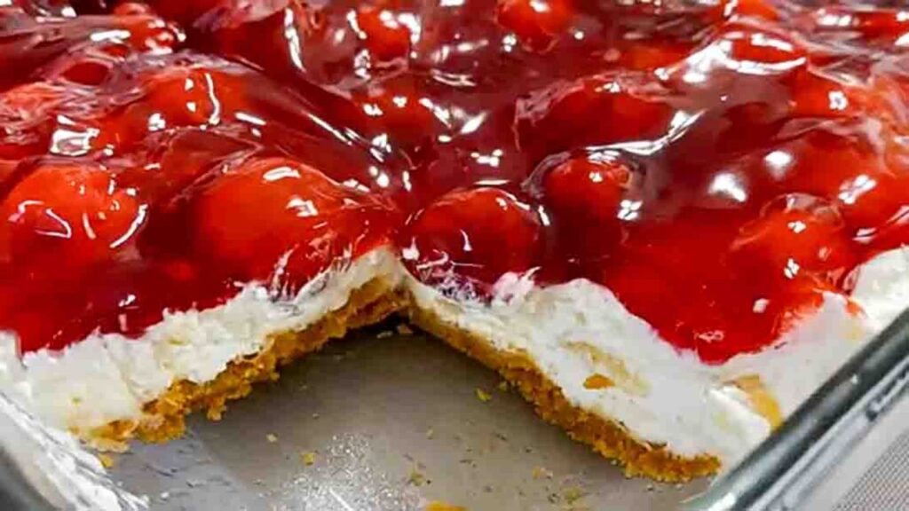 Cherry Delight with Pineapple Fluff, homemade and freshly served
