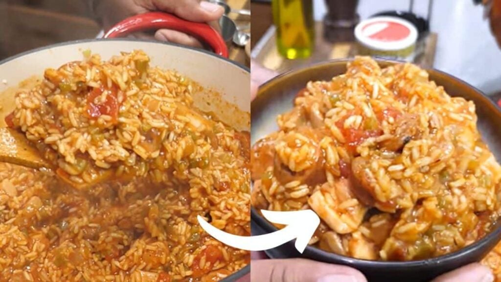 Chicken and Sausage Jambalaya, homemade and freshly served