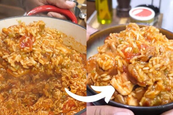 Chicken and Sausage Jambalaya, homemade and freshly served