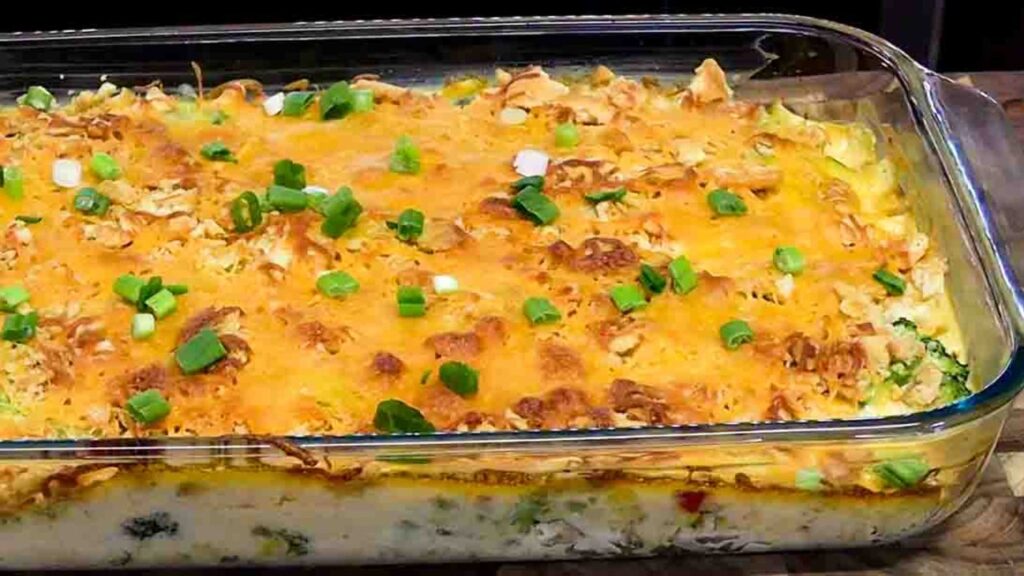 Chicken Au Gratin Casserole, homemade and freshly served