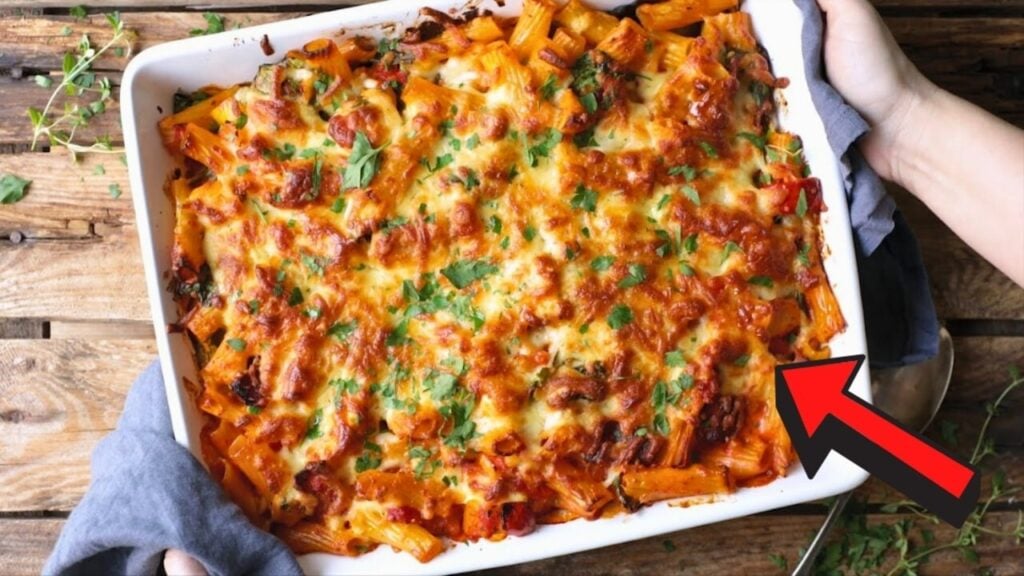 Chicken Bacon Pasta Bake, homemade and freshly served