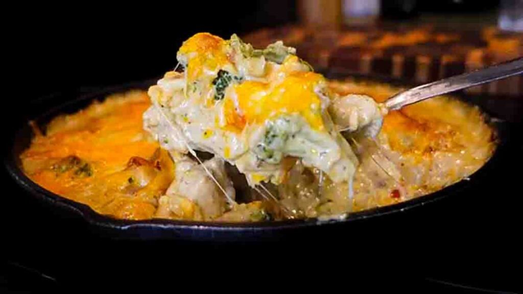 Chicken Broccoli Rice Casserole, homemade and freshly served