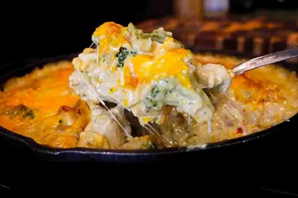 Chicken Broccoli Rice Casserole, homemade and freshly served