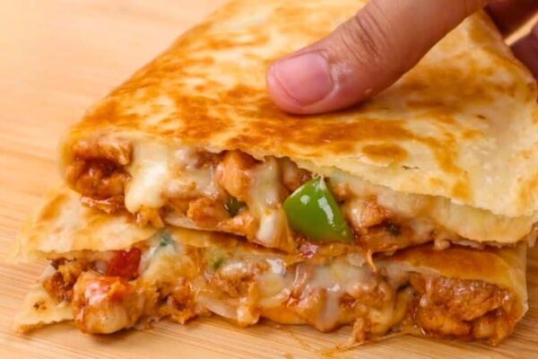 Chicken Cheese Quesadilla, homemade and freshly served
