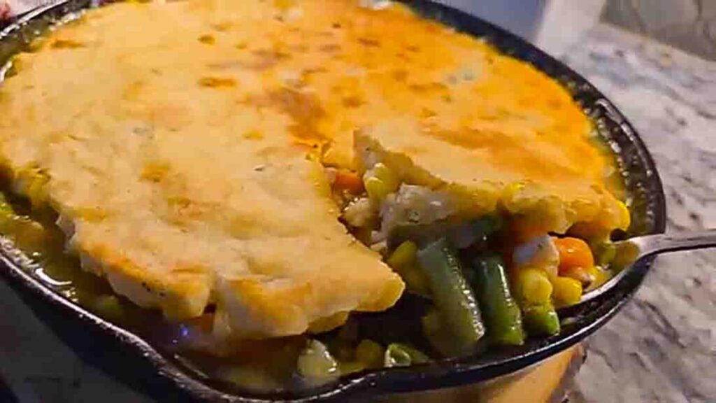 Chicken Cobbler Using Leftover Chicken, homemade and freshly served