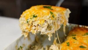 Chicken Enchilada Casserole, homemade and freshly served
