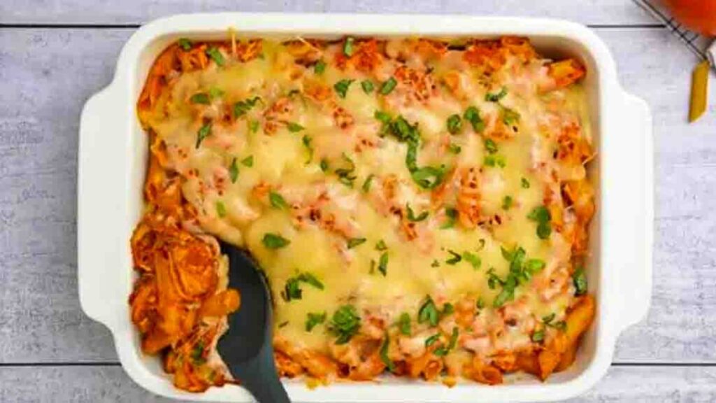 Chicken Parmesan Casserole, homemade and freshly served