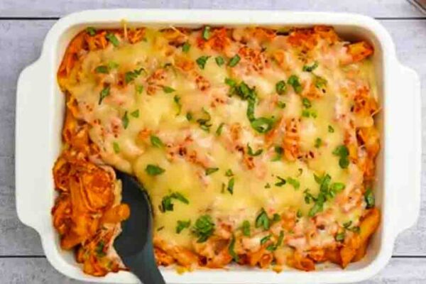 Chicken Parmesan Casserole, homemade and freshly served