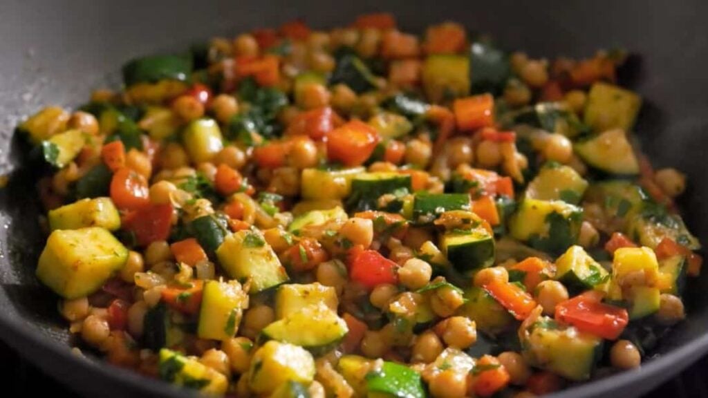 Chickpea Vegetable Stir Fry, homemade and freshly served