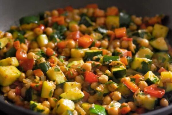 Chickpea Vegetable Stir Fry, homemade and freshly served