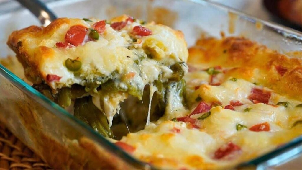 Chile Rellenos Casserole, homemade and freshly served
