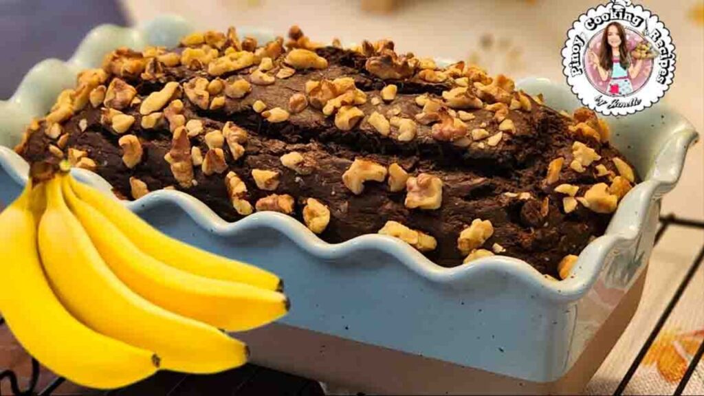 Chocolate Banana Loaf Cake, homemade and freshly served