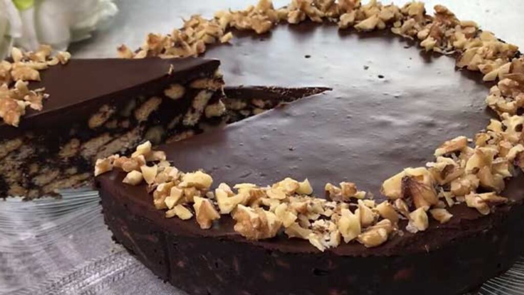 Yummy Chocolate Biscuit Cake, homemade and freshly served
