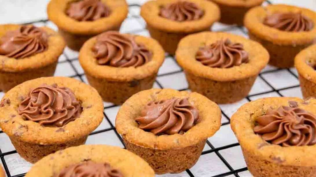 2-Ingredient Chocolate Chip Cookie Cups, homemade and freshly served