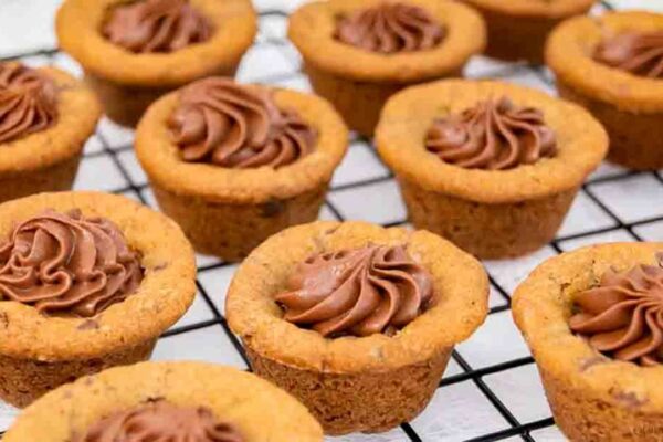 2-Ingredient Chocolate Chip Cookie Cups, homemade and freshly served