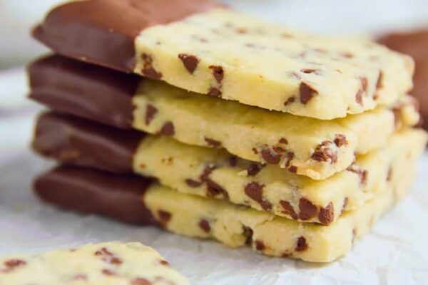 Chocolate Chip Shortbread Cookies, homemade and freshly served
