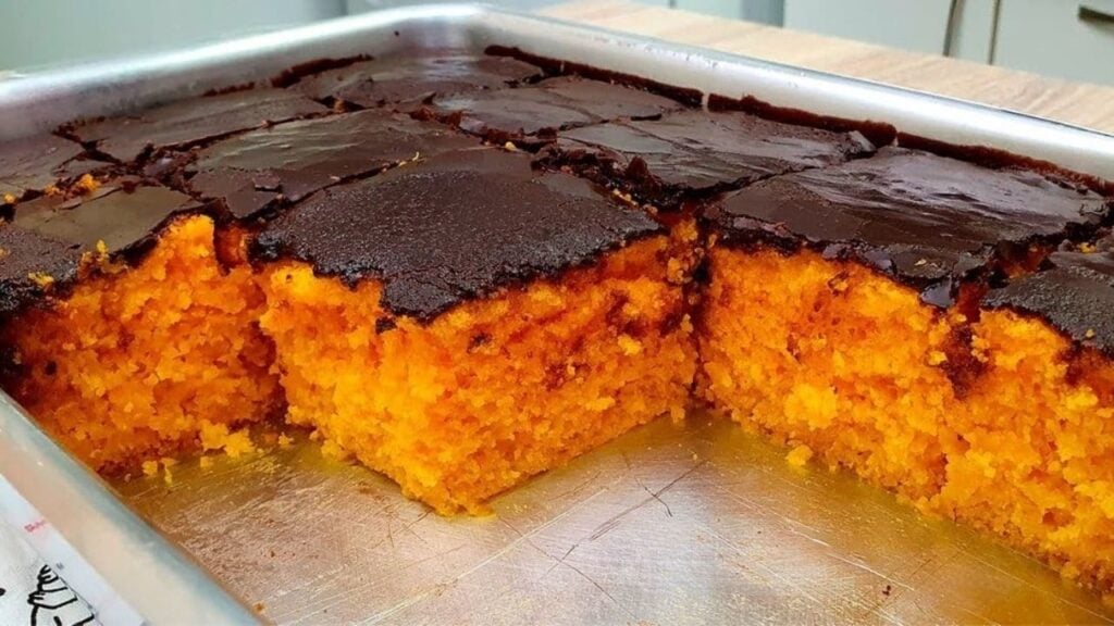 Chocolate Glazed Carrot Casserole, homemade and freshly served