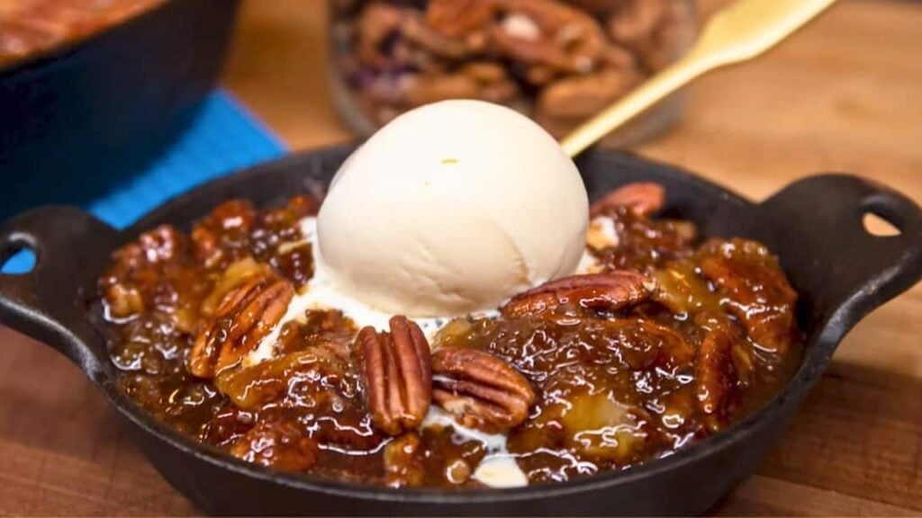 Chocolate Pecan Cobbler, homemade and freshly served